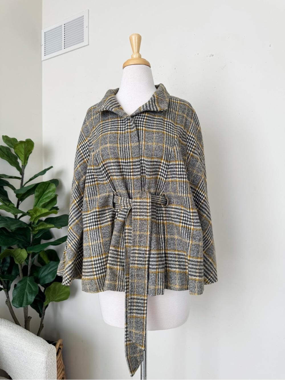 New York and Company plaid cape poncho
